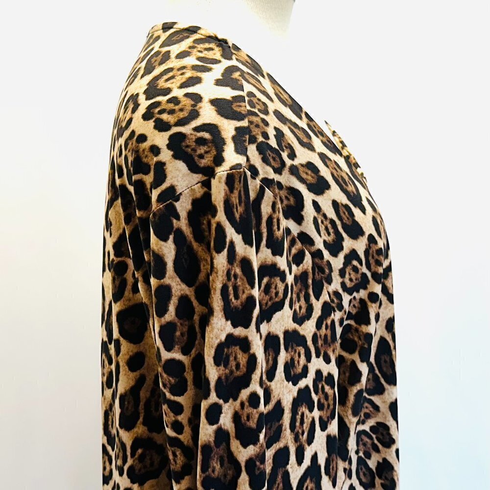 NWT INTEMPO Women Long Sleeve Leopard Print Thong Bodysuit Top Shirt Plus Sz 3X - Picture 6 of 13